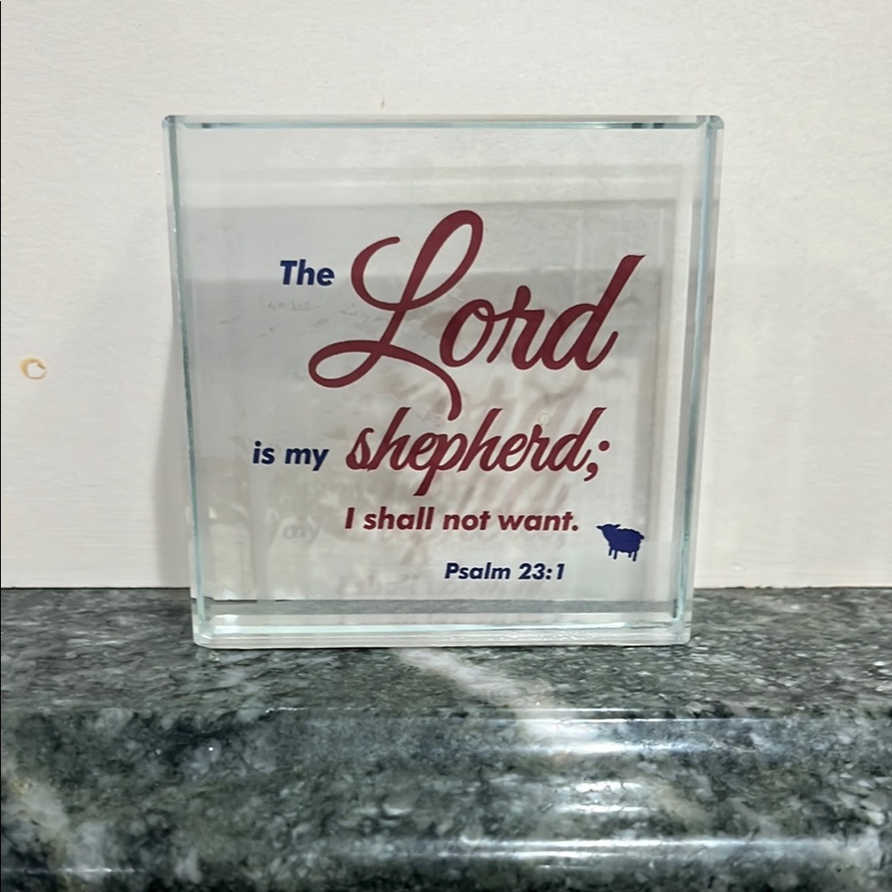 Angels Clearly Inspired Glass Block with Psalm 23:1
